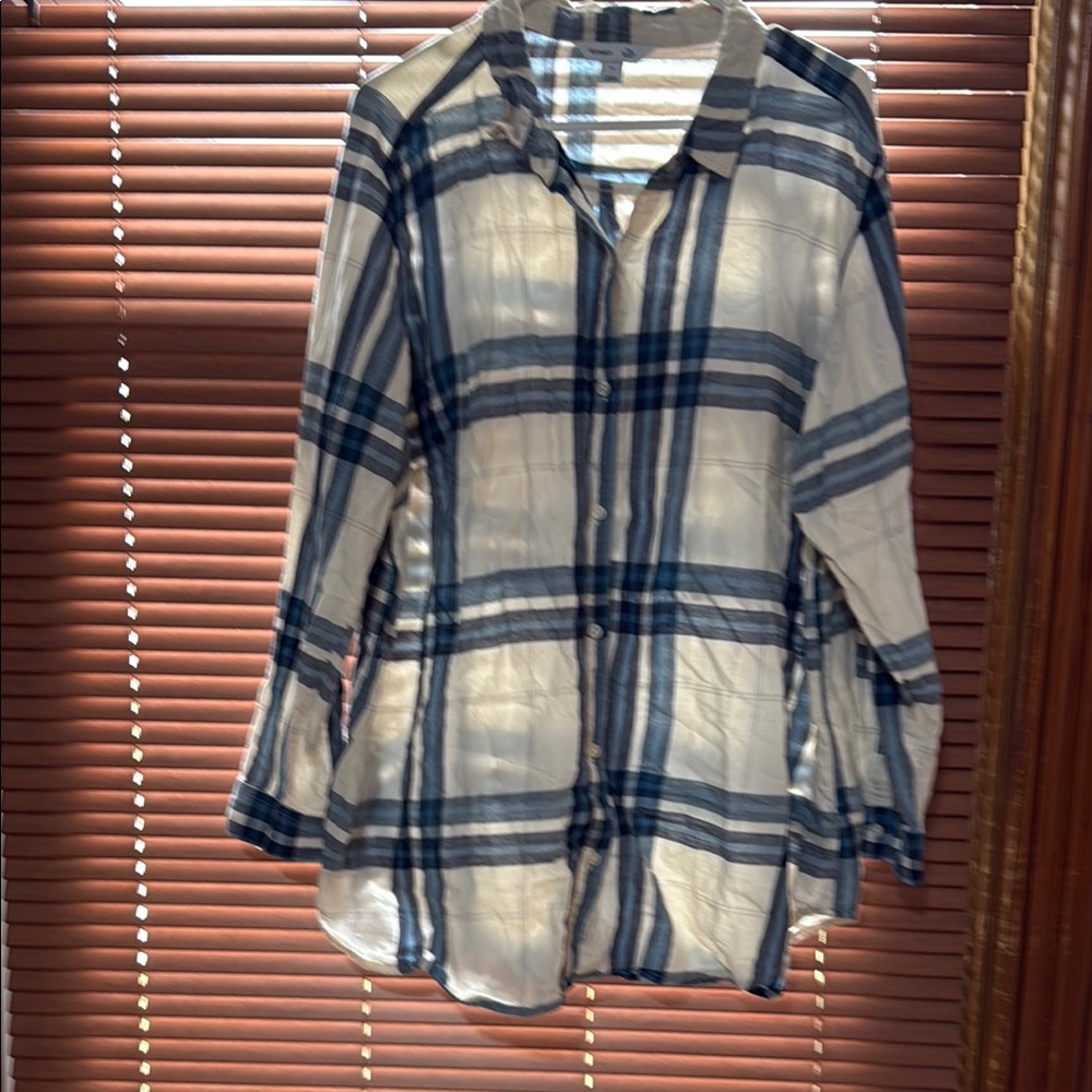 Old Navy Blue and White Plaid Button Down Shirt